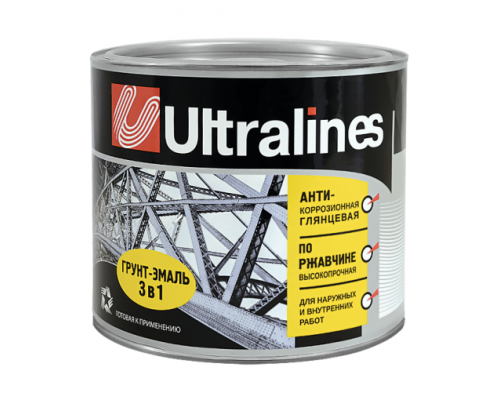 Грунт-эмаль по ржавчине 3в1 черная 5,5кг Ultra Lines (4) Радуга