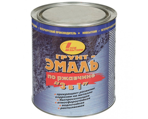 Грунт-эмаль по ржавчине 3в1 красная RAL 3020 3л (6) Новбытхим