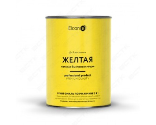 Грунт-эмаль по ржавчине желтая матовая 0,8кг Elcon (12) Элкон Ритейл