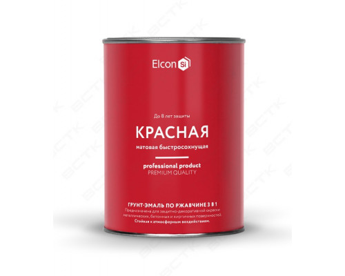 Грунт-эмаль по ржавчине красная матовая 0,8кг Elcon (12) Элкон Ритейл