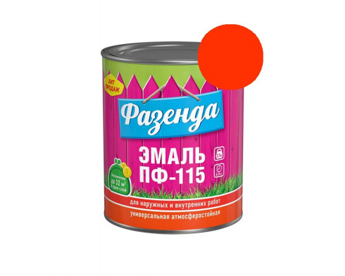 Эмаль ПФ-115 красная 0,9кг ФАЗЕНДА (14) ЛенКр/Текс
