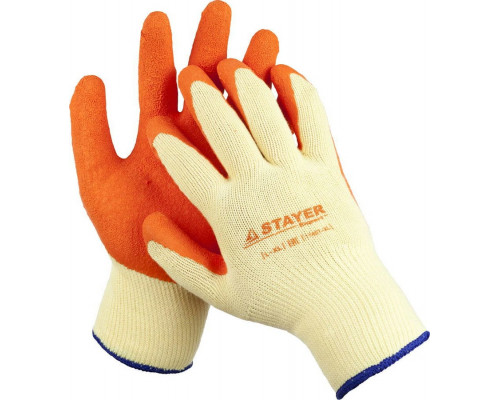 STAYER  HARD PRO, рельефное латексное покрытие, размер L-XL, особопрочные противоскользящие перчатки (11407-XL)