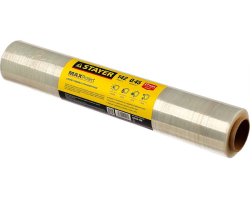 STAYER  MaxProtect 142м х 450 мм, 17 мкм УФ стойкая, Упаковочная стрейч-пленка ручная, MASTER (12610-450)