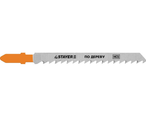 STAYER  T101D, T-хвост., HCS сталь, по дереву/ДСП/ДВП, шаг зуба 4мм, (6TPI), раб. длина 75мм, 2шт, Полотна для лобзика, Professional (15990-4)