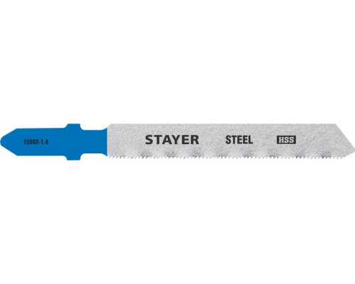 STAYER  T118A, T-хвост., HSS сталь, по металлу толщиной 1,5-2мм, шаг зуба 1,2мм, раб. длина 50мм, 2шт, Полотна для лобзика, Professional (15993-1.4)