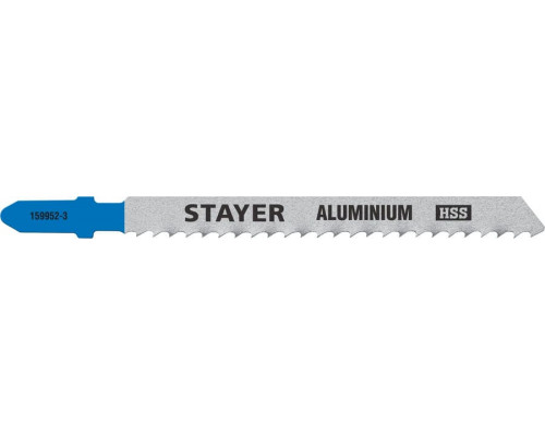 STAYER  T127D, T-хвост., HSS сталь, по мягкому металлу толщиной 2-15мм, шаг зуба 3мм, (8TPI), раб. длина 75мм, 2шт, Полотна для лобзика (159952-3)