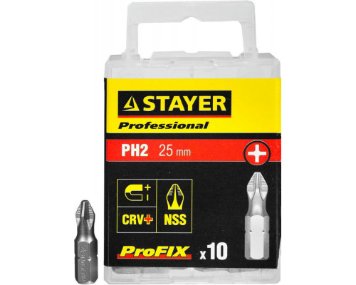 STAYER  ProFix PH2 25 мм, 10 шт, Набор бит (26201-2-25-10)