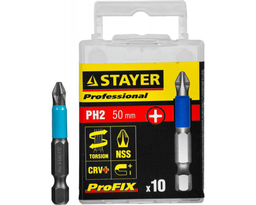 STAYER  ProFix PH2 50 мм, 10 шт, Набор бит (26203-2-50-10)