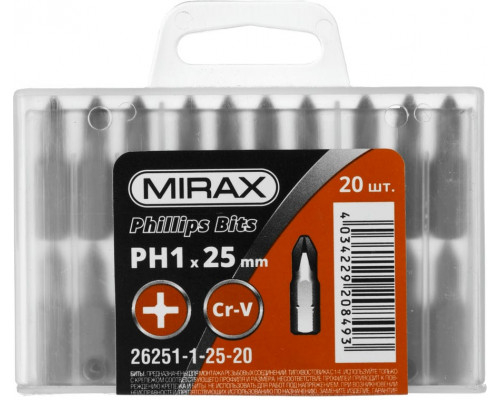 MIRAX  PH 1, 25 мм, 20 шт, Биты (26251-1-25-20)