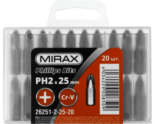 MIRAX  PH 2, 25 мм, 20 шт, Биты (26251-2-25-20)