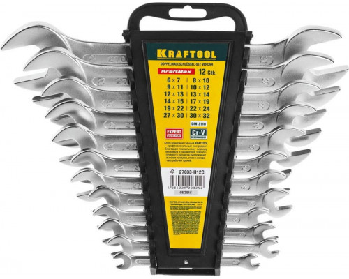 KRAFTOOL  12 шт, 6 - 32 мм, Набор рожковых гаечных ключей (27033-H12C)