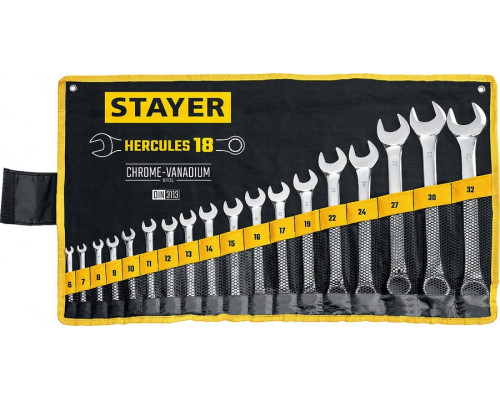 STAYER  HERCULES, 18 шт, 6 - 32 мм, Набор комбинированных гаечных ключей (27081-H18)