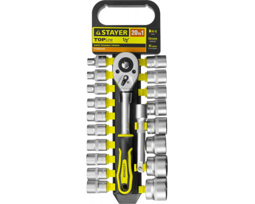 STAYER  RSS 20L, 20 предм., (1/2"), Набор торцовых головок (27750-H20)