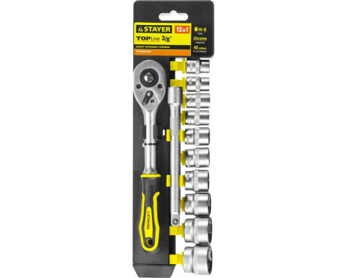 STAYER  RSS 12M, 12 предм., (3/8"), Набор торцовых головок (27752-H12)
