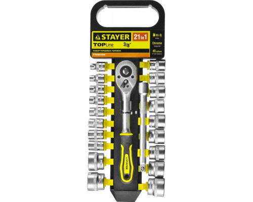 STAYER  RSS 21M, 21 предм., (3/8"), Набор торцовых головок (27752-H21)