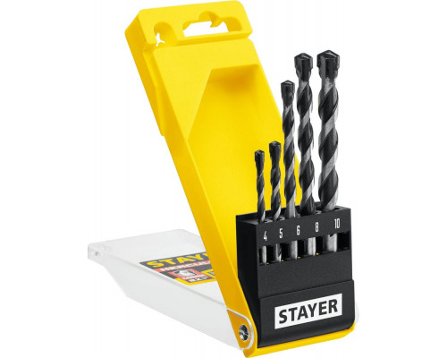 STAYER HERCULES 5 шт:  d 4-5-6-8-10 мм набор сверл по бетону PROFESSIONAL