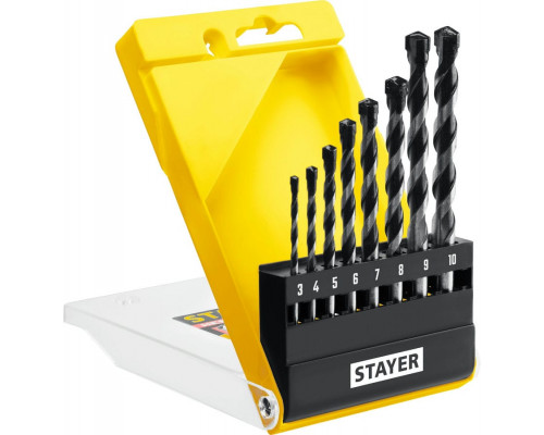 STAYER HERCULES 8 шт:  d 3-4-5-6-7-8-9-10 мм набор сверл по бетону PROFESSIONAL