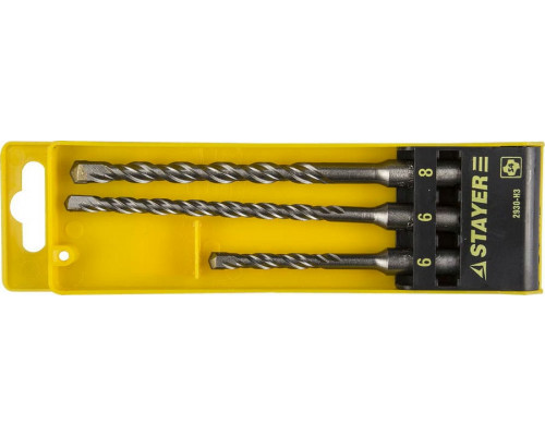 STAYER  3 шт: 5x110, 6/8x160 мм, Набор SDS-plus буров, Professional (2930-H3)