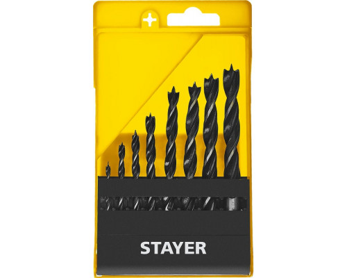 STAYER "M-type" 8 шт., 3-4-5-6-7-8-9-10, набор спиральных сверл по дереву