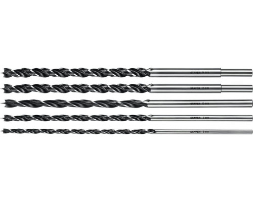 STAYER "Maxdrill" 5 шт., 6-8-10-12-14 х 300 мм, набор сверл спиральных по дереву
