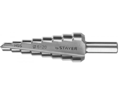 сверло ступенчатое 6-20мм, 8 ступеней, STAYER