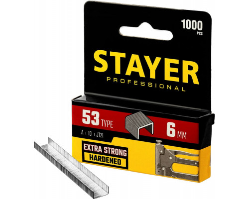 STAYER  узкие тип 53 6 мм, 1000 шт, Скобы для степлера (3159-06)
