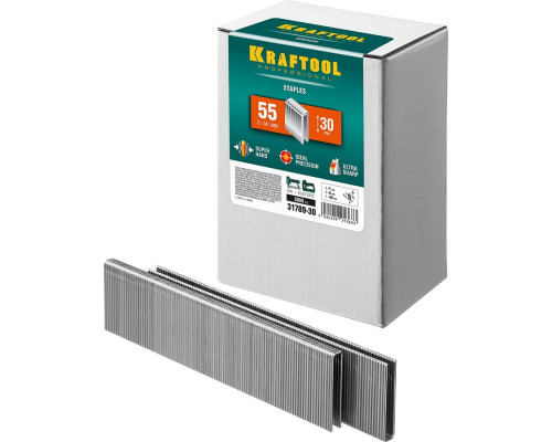KRAFTOOL  узкие 30 мм, тип 55 5000 шт,  Скобы для степлера (31789-30)