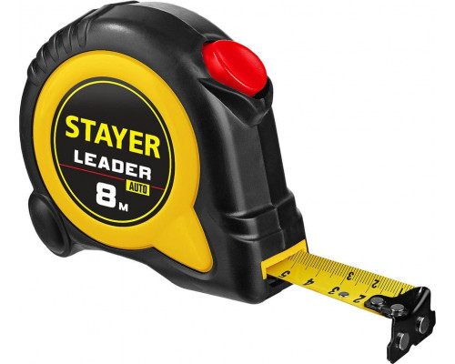 STAYER  Leader 8м х 25мм, Рулетка с автостопом (3402-08-25)