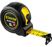 STAYER  BlackMax 5м х 25мм, Рулетка с двумя фиксаторами (3410-05-25)