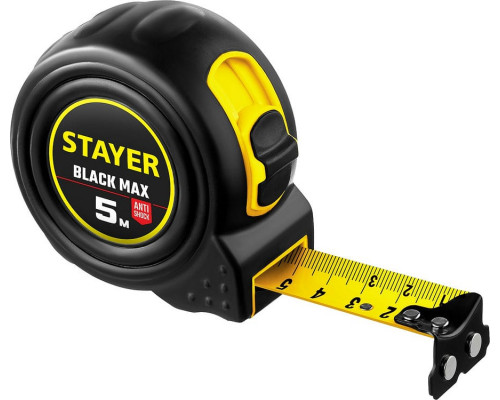 STAYER  BlackMax 5м х 25мм, Рулетка с двумя фиксаторами (3410-05-25)