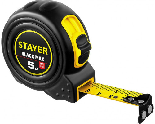 STAYER  BlackMax 5м х 19мм, Рулетка с двумя фиксаторами (3410-05)
