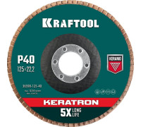 KRAFTOOL  125 х 22.2 мм, P60, Круг лепестковый керамический торцевой по нержавеющей стали (36598-125-40)