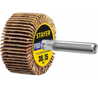 STAYER  d 30 x 15 мм, P180, на шпильке d 6 мм, Круг шлифовальный лепестковый (36606-180)