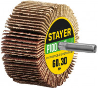 STAYER  d 60 x 30 мм, P100, на шпильке d 6 мм, Круг шлифовальный лепестковый (36608-100)