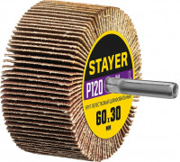 STAYER  d 60 x 30 мм, P120, на шпильке d 6 мм, Круг шлифовальный лепестковый (36608-120)