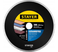 STAYER  CERAMO-25 d 200 мм (25.4 мм, 5х2.49 мм), Алмазный диск, Professional (3665-200)