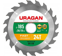 URAGAN Fast 185x30/20мм 24Т, диск пильный по дереву