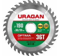 URAGAN Optima 190х30/20мм 36Т, диск пильный по дереву