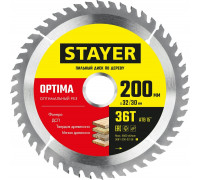 STAYER OPTIMA 200 x 32/30мм 36Т, диск пильный по дереву, оптимальный рез
