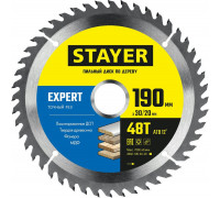 STAYER EXPERT 190 x 30/20мм 48Т, диск пильный по дереву, точный рез