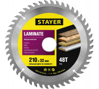 STAYER Laminate 210 x 32мм 48Т, диск пильный по ламинату, аккуратный рез