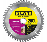 STAYER LAMINATE 250 x 32/30мм 72Т, диск пильный по ламинату, аккуратный рез