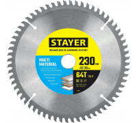 STAYER MULTI MATERIAL 230х32/30мм 64Т, диск пильный по алюминию, супер чистый рез