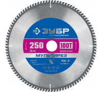 ЗУБР Мультирез 250 x 30мм 100Т, диск пильный по алюминию