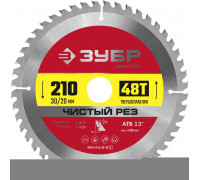 ЗУБР Чистый рез 210 x 30/20мм 48Т, диск пильный по дереву