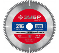 ЗУБР Универсальный рез 216 x 30/20мм 100Т, диск пильный по алюминию