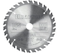 KRAFTOOL Optima 165х20мм 30Т, диск пильный по дереву