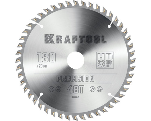 KRAFTOOL PRECISSION 180х20мм 48Т, диск пильный по дереву