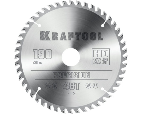 KRAFTOOL PRECISSION 190х30мм 48Т, диск пильный по дереву