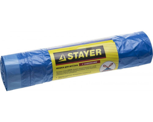 Stayer  30 л, 20 шт, голубые, с завязками, мусорные мешки (39155-30)